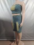 Women Denim Top Denim shorts two-piece set