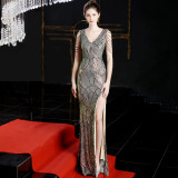 Elegant Long Sequin Fishtail Evening Dress Formal Party Gown for Women