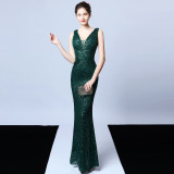 Halter Neck Sequined Fishtail Dress Elegant Party Gown