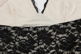 Summer Women's Sexy Fashion Halter Neck Lace-Trimmed Slit Slim Dress