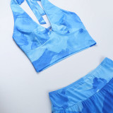 Sexy Holidays Printed Halter Neck Straps Top  & Mesh Skirt Set
