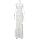 Spring Texture off shoulder slim Long Dress