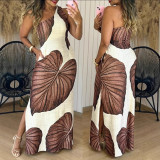 Summer Printed Fashion Chic Sleeveless Women Sexy Slim Dress