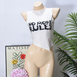 Summer Crop Printed Irregular European Tank Top with Heart Design