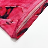 Fashion Sexy Contrast Print Strap Slim Waist Bodycon Dress for Women