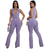 Fashion Women's Sexy Slim Sleeveless Two Piece Pants Set