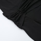 Chic Off-Shoulder Slit Dress Spring Slim Long Dress for Women
