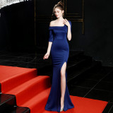 Chic Long-Sleeve Sequined Fishtail Dress Elegant Formal Evening Gown