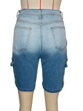 Women's Summer Casual Trendy Gradient Ripped Denim Midi Pants