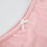 Summer Home Set Lace Bow Straps Top & Shorts Pajamas Casual Two-Piece Set