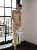 Summer Sexy Lace See-Through Strapless Dress for Women