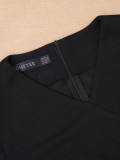 Elegant Slim Lace Patchwork Sleeve Black Ruffle Career Dress