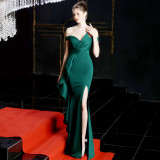 Sparkling Sequined Fishtail Gown Long Elegant Dress for Wedding & Events
