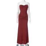 Women's Summer Strapless Low-Back Gathered Bodycon Sexy Dress
