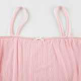 Summer Home Set Lace Bow Straps Top & Shorts Pajamas Casual Two-Piece Set
