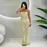 Summer Sexy Lace See-Through Strapless Dress for Women