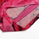 Fashion Sexy Contrast Print Strap Slim Waist Bodycon Dress for Women