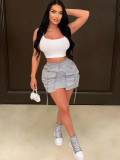 Women's Pocket Zippered Solid Color Sexy Mini Skirt