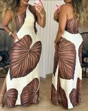 Summer Printed Fashion Chic Sleeveless Women Sexy Slim Dress