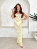 Summer Sexy Lace See-Through Strapless Dress for Women