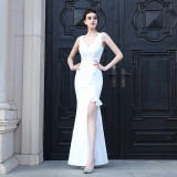 Sleeveless Solid Color Fishtail Evening Dress Formal Party Gown