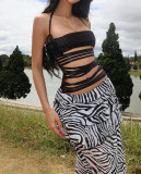 Spring Sexy Flower Hollow-Out Slim Halter Neck Vest for Women