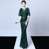 Asymmetrical Short Front Long Back Evening Dress Dance & Party Sequined Gown