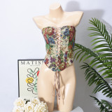 Summer Slim Lace-Up Low-Back Irregular Strapless Top for Women