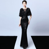 Asymmetrical Short Front Long Back Evening Dress Dance & Party Sequined Gown