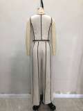 Spring Summer Women's Striped Sleeveless Vest & Loose Wide-Leg Trousers Two-Piece Set