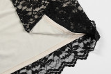 Summer Women's Sexy Fashion Halter Neck Lace-Trimmed Slit Slim Dress