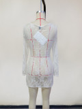 Sexy Slim Waist Lace Long Sleeve Low-Back Bodycon Dress