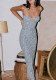 Sexy Straps Printed Slim Holidays Chic Slim Long Dress