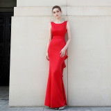 Backless Sequined Fishtail Gown Formal Event Dress