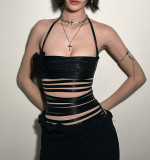 Spring Sexy Flower Hollow-Out Slim Halter Neck Vest for Women