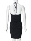 Summer Slim Low-Back Beaded Halter Neck Bodycon Dress for Women