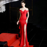 Sparkling Sequined Fishtail Gown Long Elegant Dress for Wedding & Events