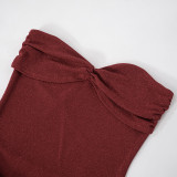 Women's Summer Strapless Low-Back Gathered Bodycon Sexy Dress