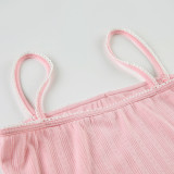 Summer Home Set Lace Bow Straps Top & Shorts Pajamas Casual Two-Piece Set