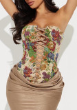 Summer Slim Lace-Up Low-Back Irregular Strapless Top for Women