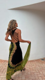 Summer Sexy Women's Printed Strap Low-Back Cross Long Dress