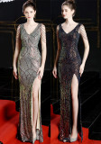 Elegant Long Sequin Fishtail Evening Dress Formal Party Gown for Women