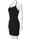 Summer Slim Low-Back Beaded Halter Neck Bodycon Dress for Women