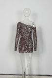 Fashion Retro Leopard Print Sexy Mini Dress