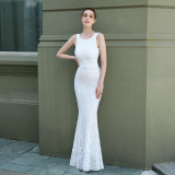 Lace & Sequin Fishtail Wedding Dress Romantic Bridal Evening Gown