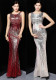 Luxury Sequin Mermail Women Formal Party Evening Dress Sexy Sleeveless Long Slim Bridal Gown