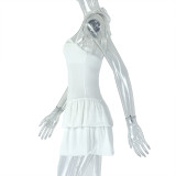 Elegant Sexy Low-Back Halter Neck Pleated A-Line Dress for Women