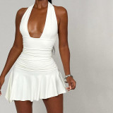 Fashion Deep V Slim Waist Asymmetric Hem Dress
