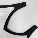 Women's Contrast-Color Low-Back Chic Slim Straps Bodycon Dress