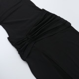 Chic Off-Shoulder Slit Dress Spring Slim Long Dress for Women